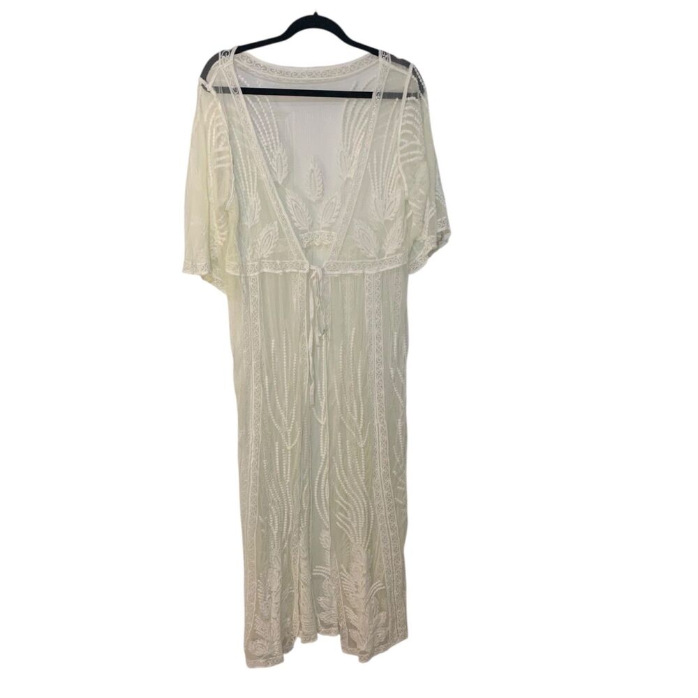 Cupshe womens Boho Y2K Sheer Lace Floral Maxi Cardgan S Fairy Angelcore Tie